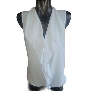 Light Baby Blue Sleeveless Ruffle Blouse L